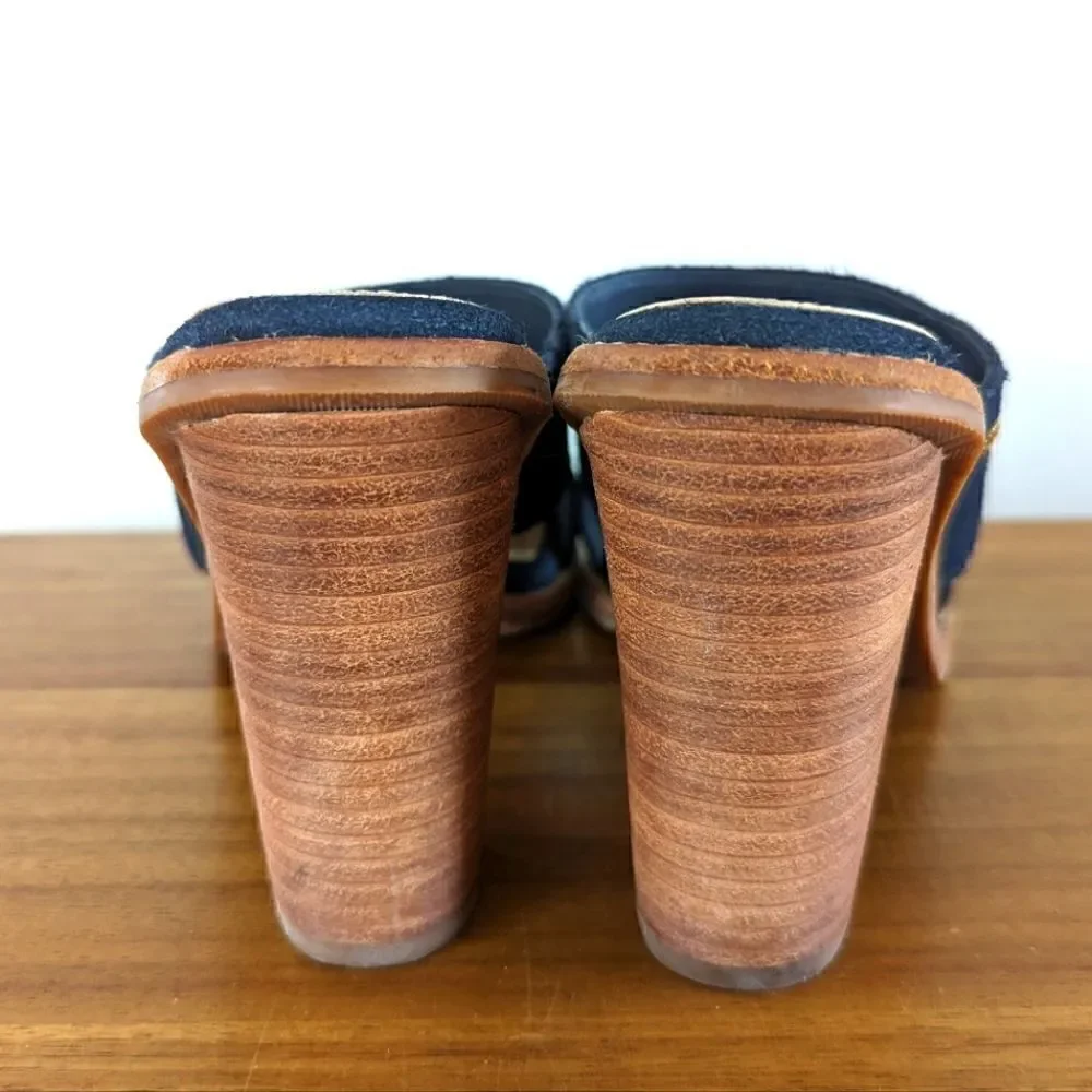 Ugg Blue Suede Leather Preppy Academia Coastal Capsule Sailor Chic Heels 8
